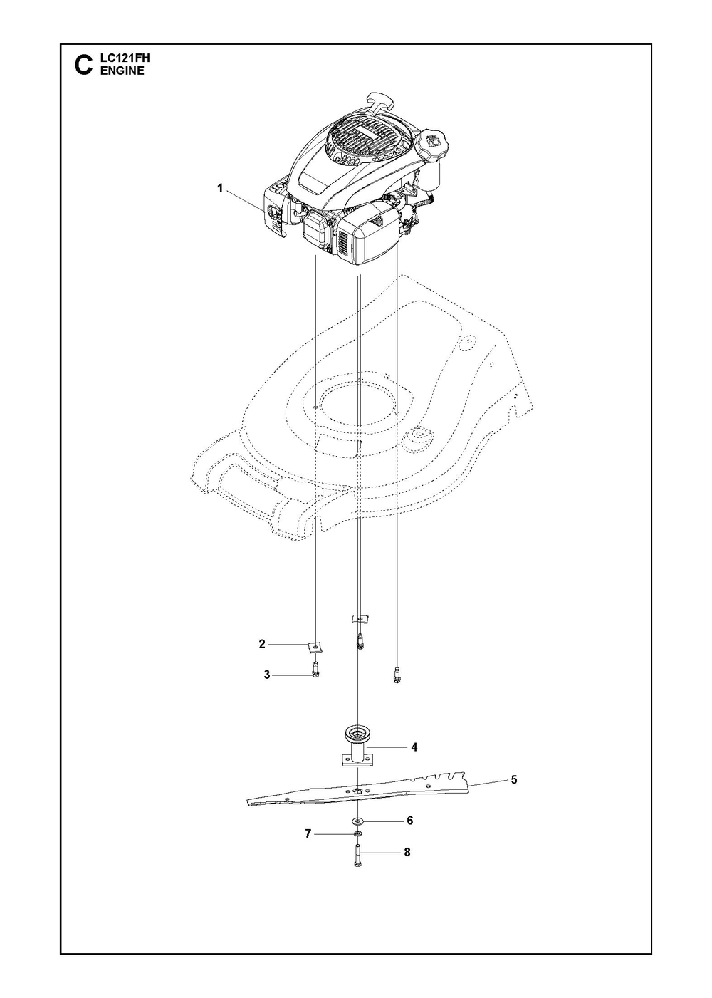 Engine Diagram and Parts List for L121FH  Husqvarna Lawn Mower