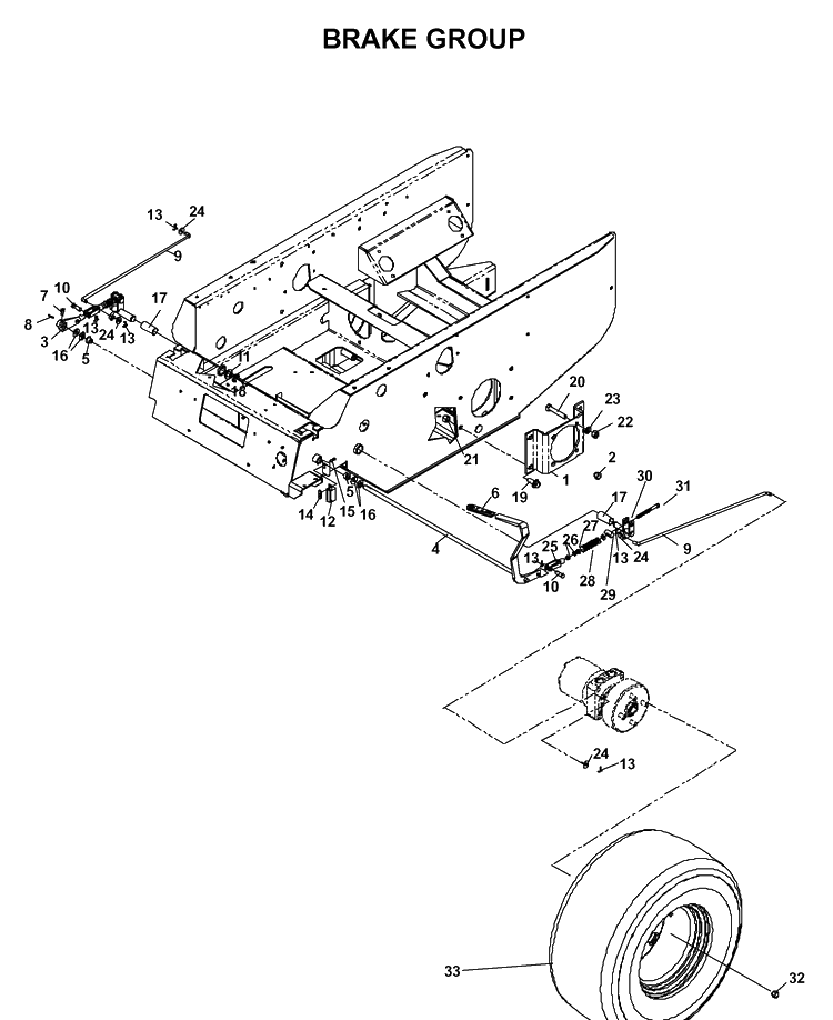 Parking Brake Diagram and Parts List for BZE7234D (033600000 & HIGHER)(2004-01) Husqvarna Lawn Tractor