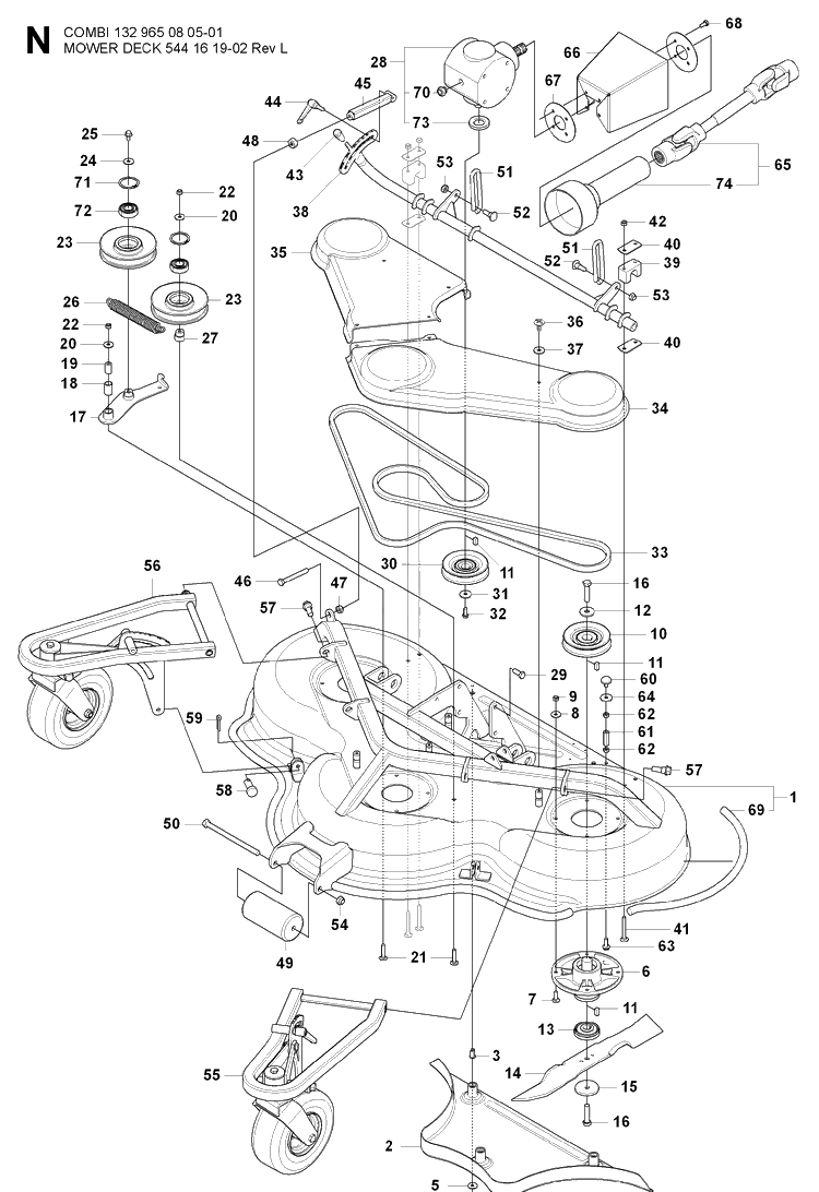 52 Inch/132cm Cutting Deck Diagram and Parts List for PT26D (965160601)(2008-02) Husqvarna Lawn Mower