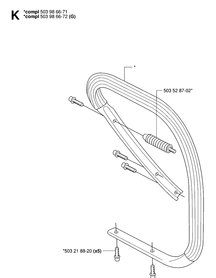 Handle 2 Diagram and Parts List for 385XP 20064000001-Current Husqvarna Chainsaw