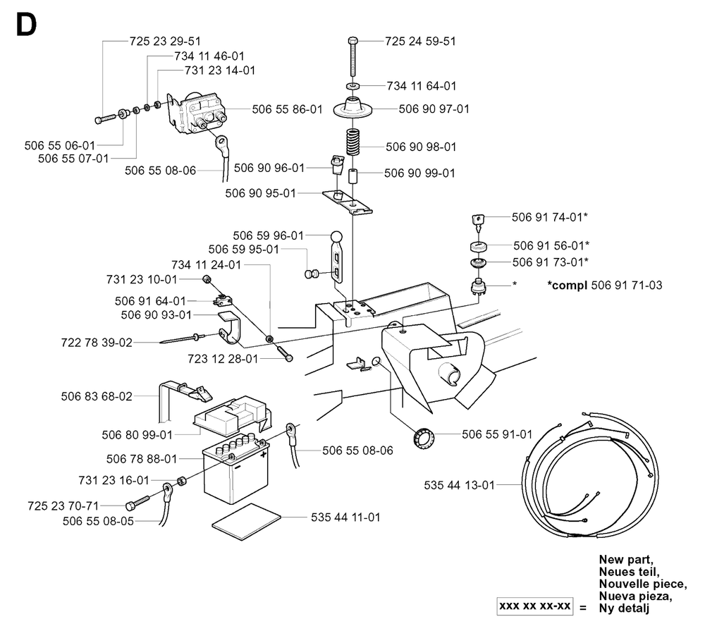 Electrical Diagram and Parts List for R13R (953533001)(2003-09) Husqvarna Lawn Tractor