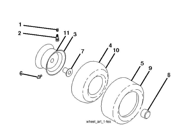 Wheels And Tires Diagram and Parts List for YTH22V46 (96043010101)(2010-07) Husqvarna Lawn Tractor