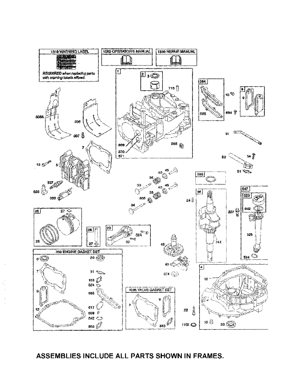 Cylinder/crankshaft/sump Diagram and Parts List for 96173000501  Husqvarna Trimmer