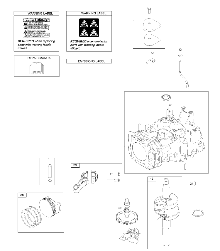 Cylinder Diagram and Parts List for 122Q720168H1 2017-01 Husqvarna Engine
