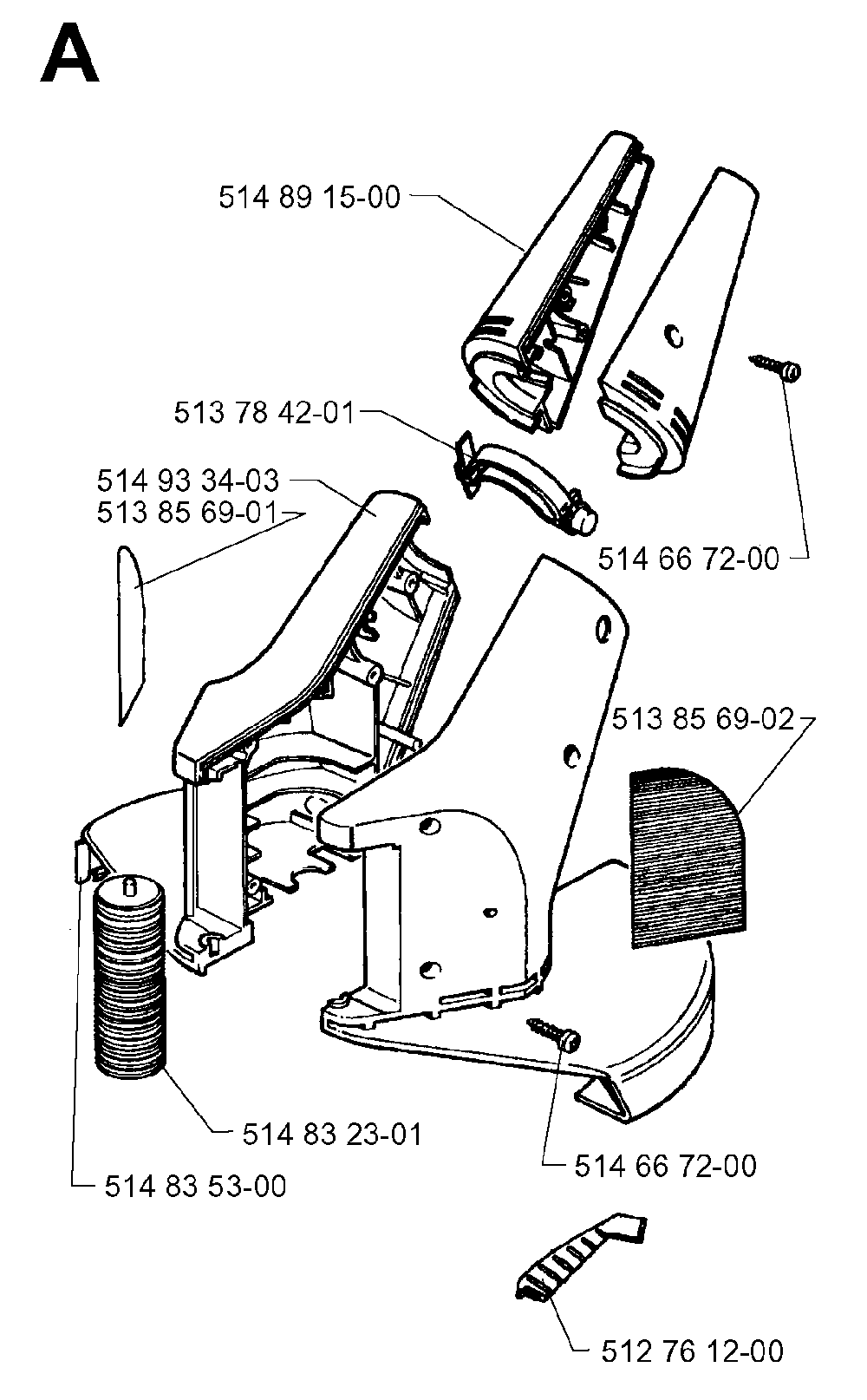 Cover Diagram and Parts List for 19961400001  Husqvarna Trimmer