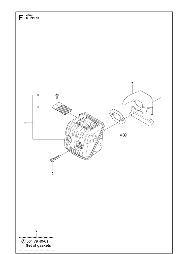 Muffler Diagram and Parts List for 440E 2011-05 Husqvarna Chainsaw