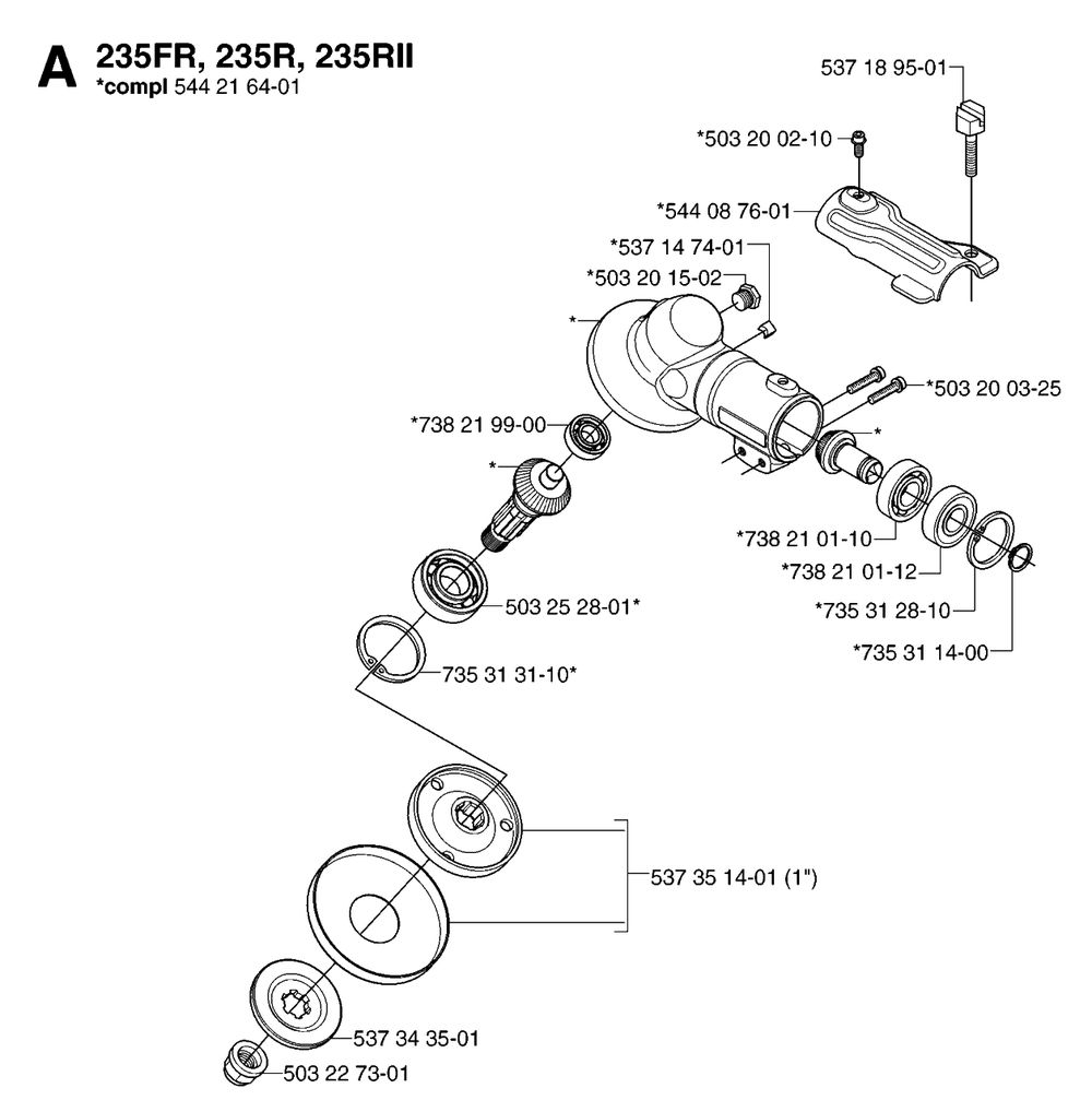 Bevel Gear 2 Diagram and Parts List for 232R 20144900001 & Above Husqvarna Trimmer