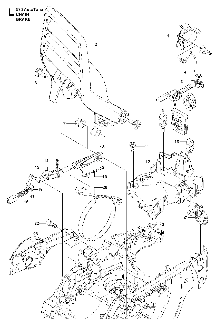 Chain Brake Diagram and Parts List for 570AUTOTUNE 2013-03 Husqvarna Chainsaw