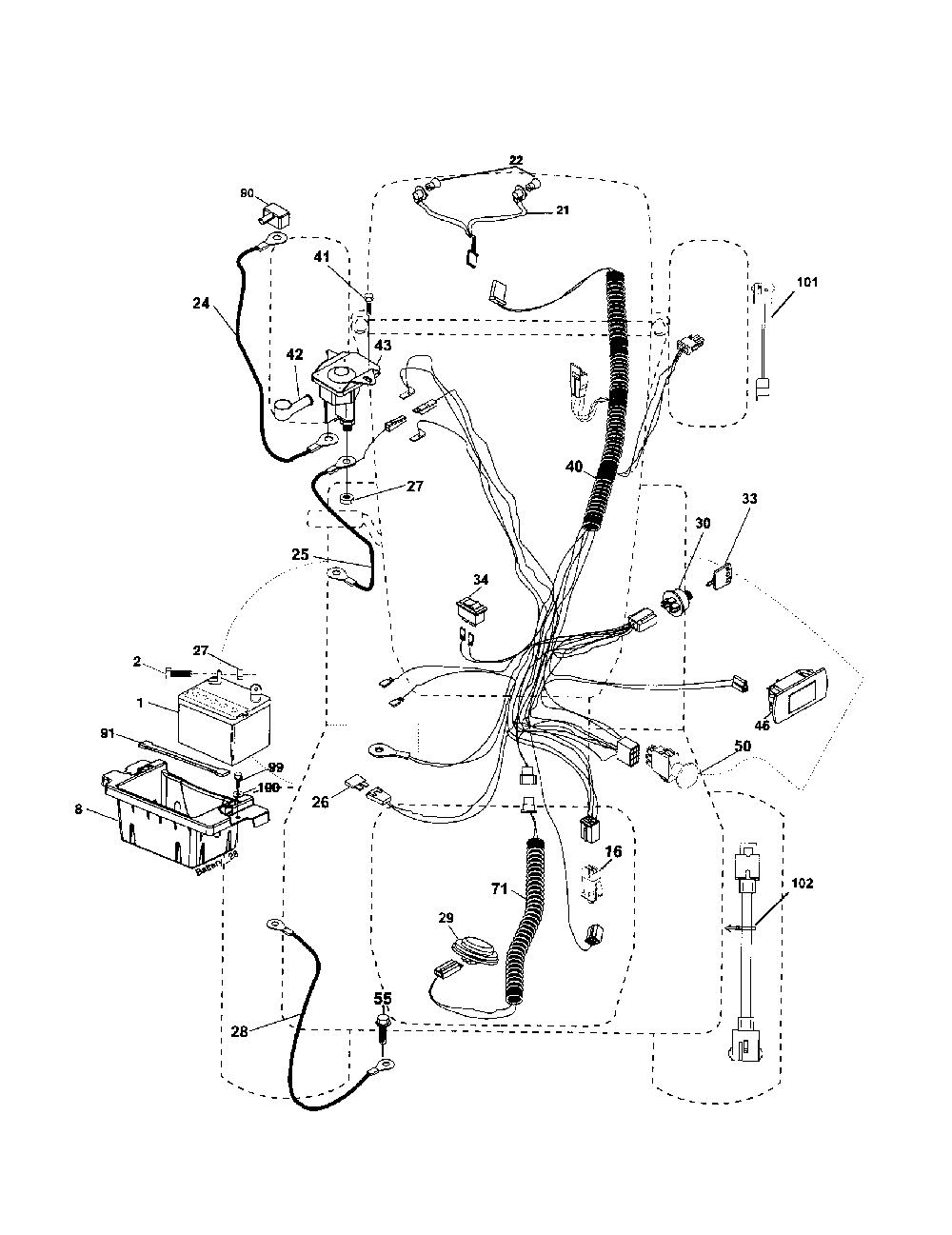 Electrical Diagram and Parts List for YTH2348-917287560  Husqvarna Lawn Tractor