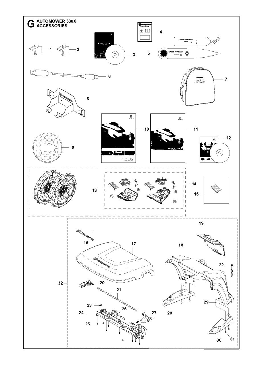 Accessories 2 Diagram and Parts List for 330X 2014-02 Husqvarna Lawn Mower
