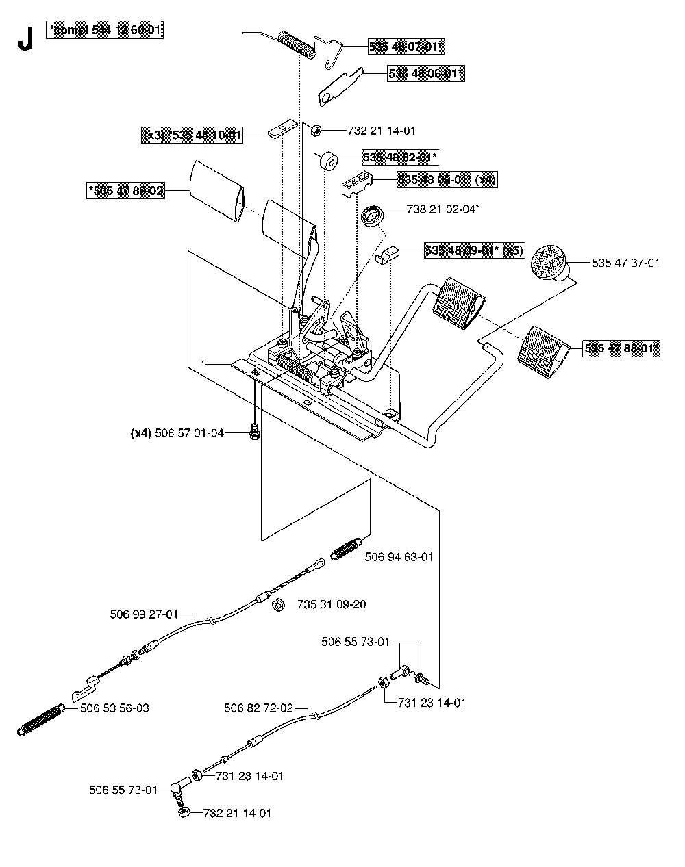 Pedals Diagram and Parts List for RIDER13RSPECIAL (953533901)(2006-01) Husqvarna Lawn Tractor