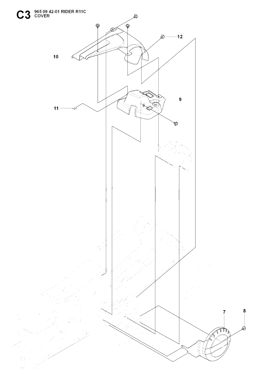 Cover Diagram and Parts List for R11C (965094201)(2007-01) Husqvarna Lawn Tractor
