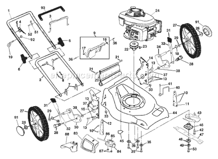 Page B Diagram and Parts List for 5521CHVB 5521 CHVB 954223883 -2004-07 Husqvarna Lawn Mower