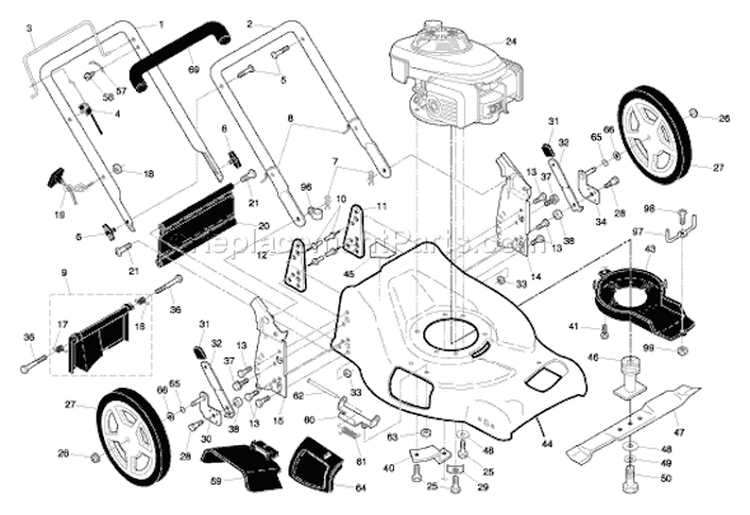 Page B Diagram and Parts List for 5521CHV 5521 CHV 96143000103 -2006-02 Husqvarna Lawn Mower