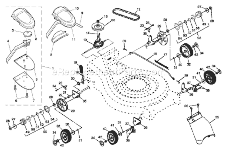 Page A Diagram and Parts List for 5521RSE 5521 RSE 954223470 -2004-07 Husqvarna Lawn Mower