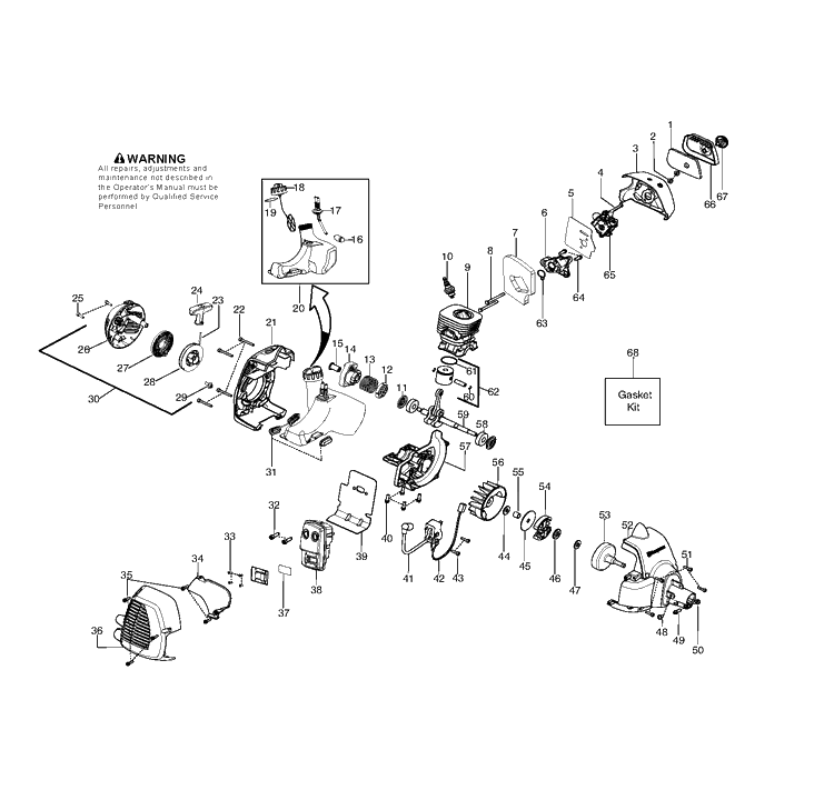 Engine Diagram and Parts List for 125LDX (545103446)(20103100001-Current) Husqvarna Edger