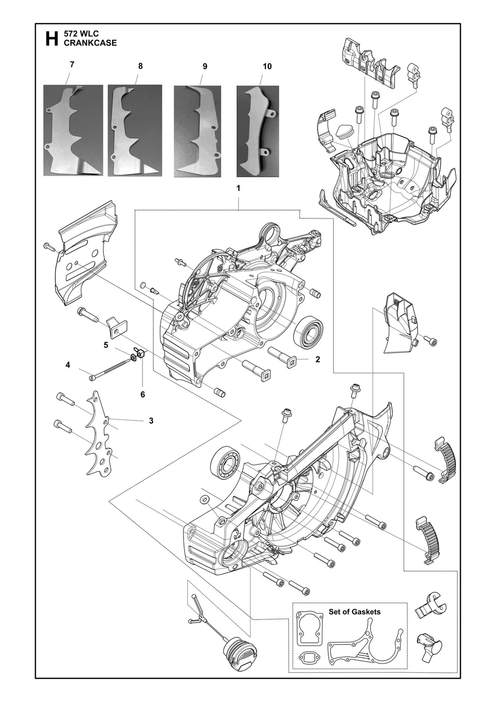 Crankcase Diagram and Parts List for 572WLC  Husqvarna Lawn Tractor Accessories