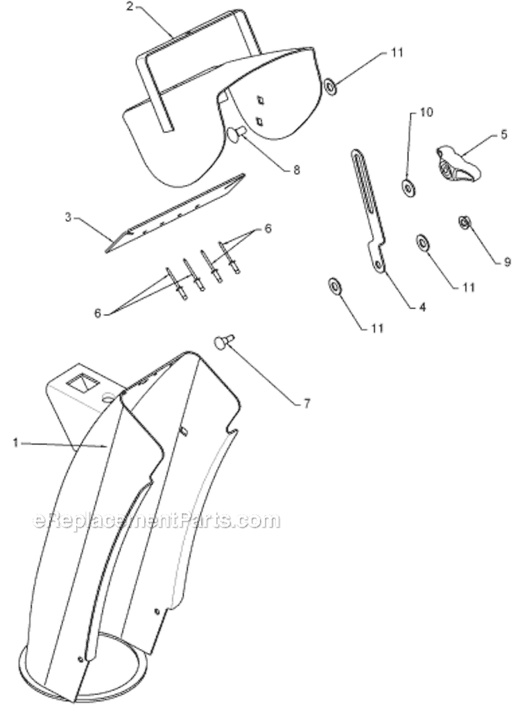 Control Panel Discharge Chute Diagram and Parts List for 5524ST 96191001604 - 2008-08 Husqvarna Snow Blower