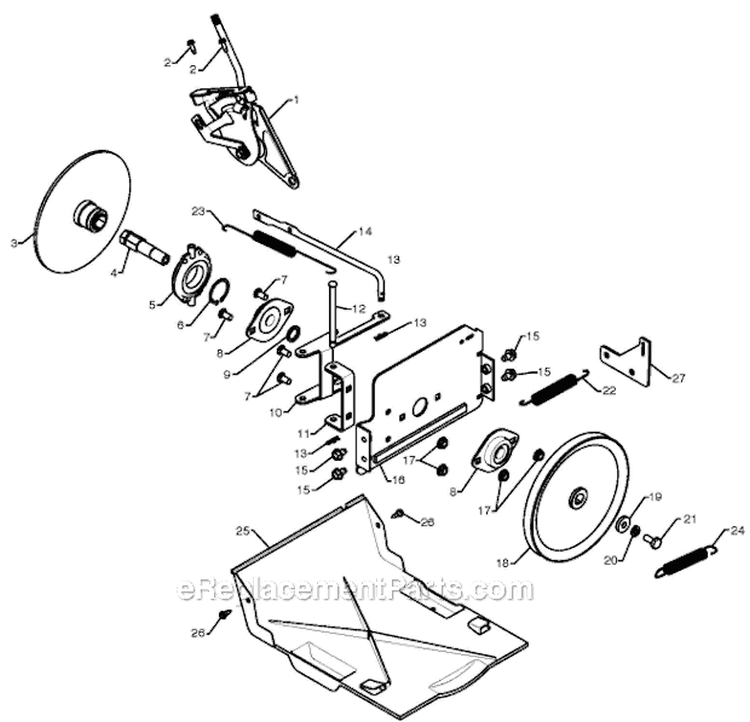 Drive Diagram and Parts List for 5524ST 96191001605 - 2009-08 Husqvarna Snow Blower