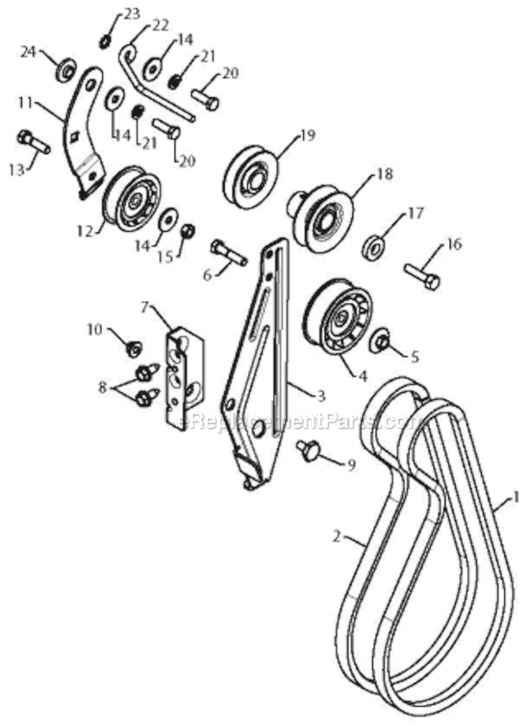 Belt Guard Pulley Diagram and Parts List for 5524ST 96191001606 - 2010-04 Husqvarna Snow Blower