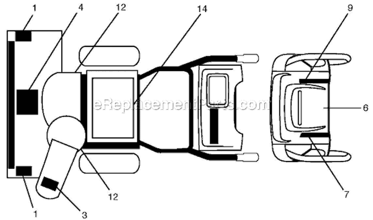 Decals Diagram and Parts List for 5524ST 96191001608 - 2012-05 Husqvarna Snow Blower