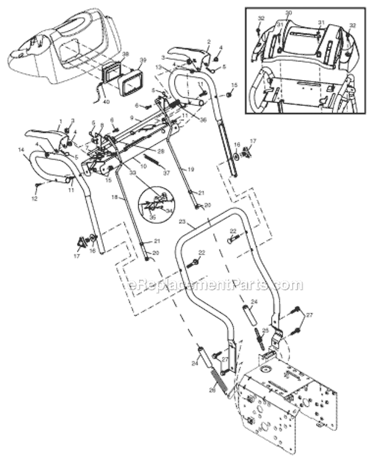 Handle Diagram and Parts List for 5524ST EUA - 954170234 - 2004-09 Husqvarna Snow Blower