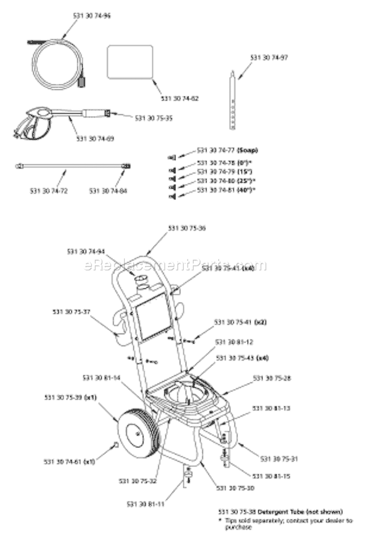 Page B Diagram and Parts List for 5525PW 5525 PW 2006-03 Husqvarna Pressure Washer