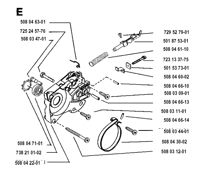 Chain Brake Diagram and Parts List for 16 19931800001-19954000000 Husqvarna Chainsaw