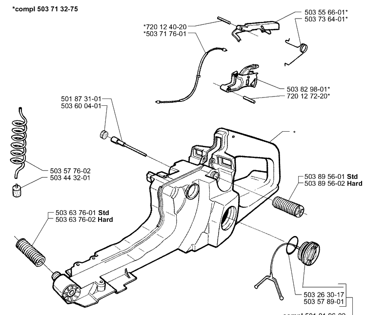 Fuel Tank Diagram and Parts List for 362EPA 1999-11 Husqvarna Chainsaw