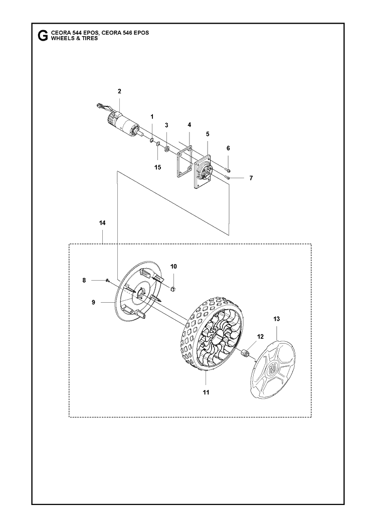 Wheels And Tires Diagram and Parts List for CEORA546EPOS  Husqvarna Lawn Mower