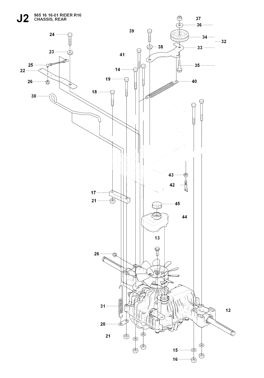 Transmission 4 Diagram and Parts List for R16 (965161601)(2007-06) Husqvarna Lawn Tractor