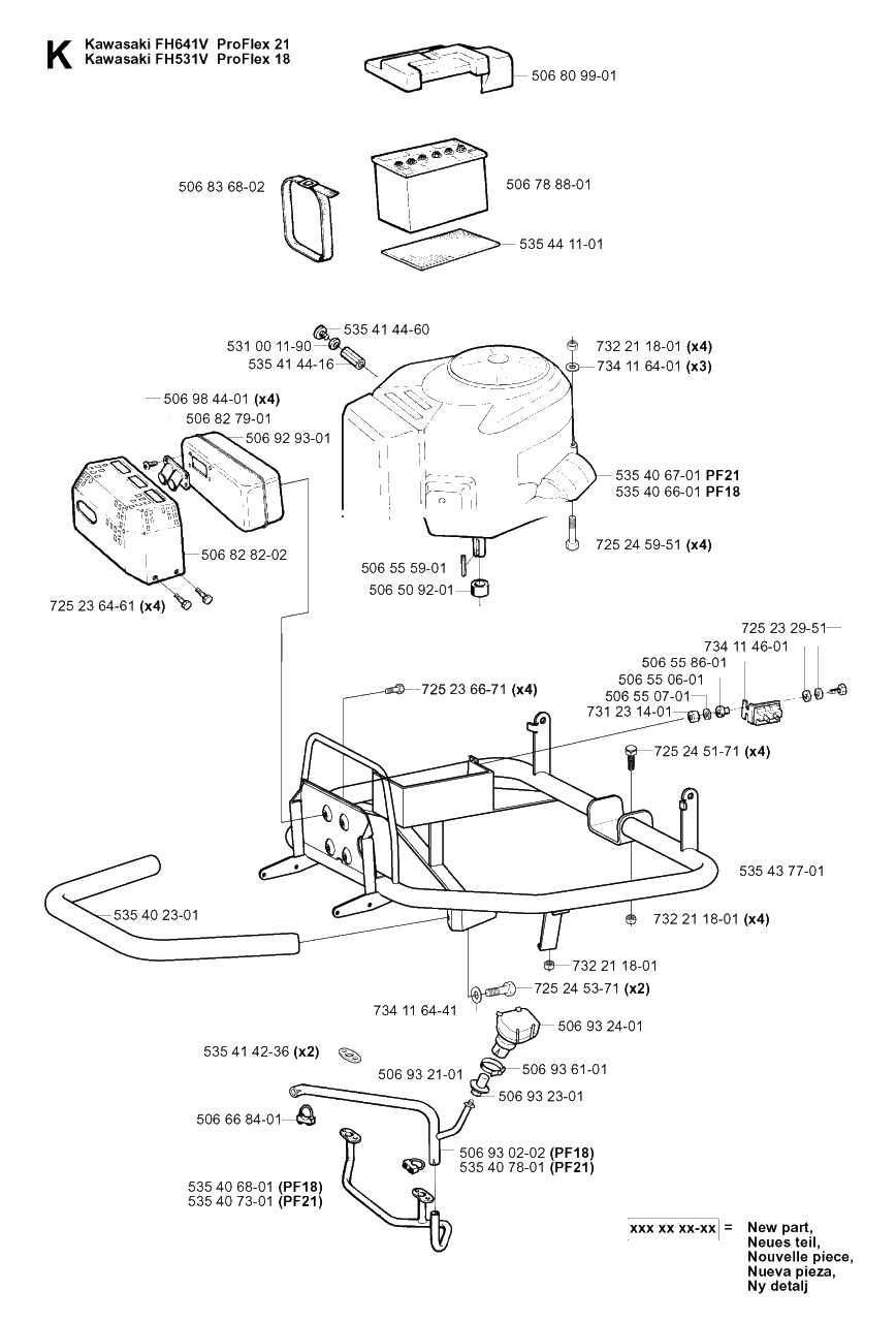 Engine Diagram and Parts List for PF18 (953522401)(2004-06) Husqvarna Lawn Tractor