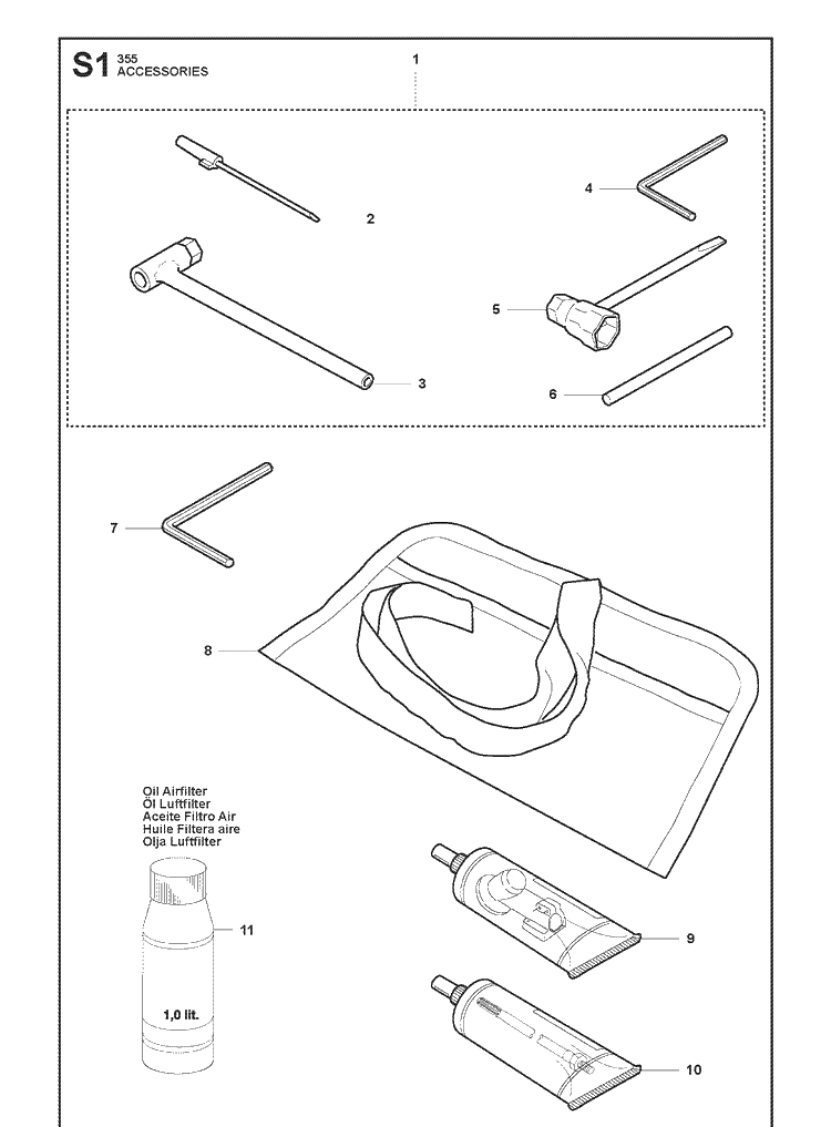 Accessories 3 Diagram and Parts List for 355FX 20082700001-20192999999 Husqvarna Brush Cutter