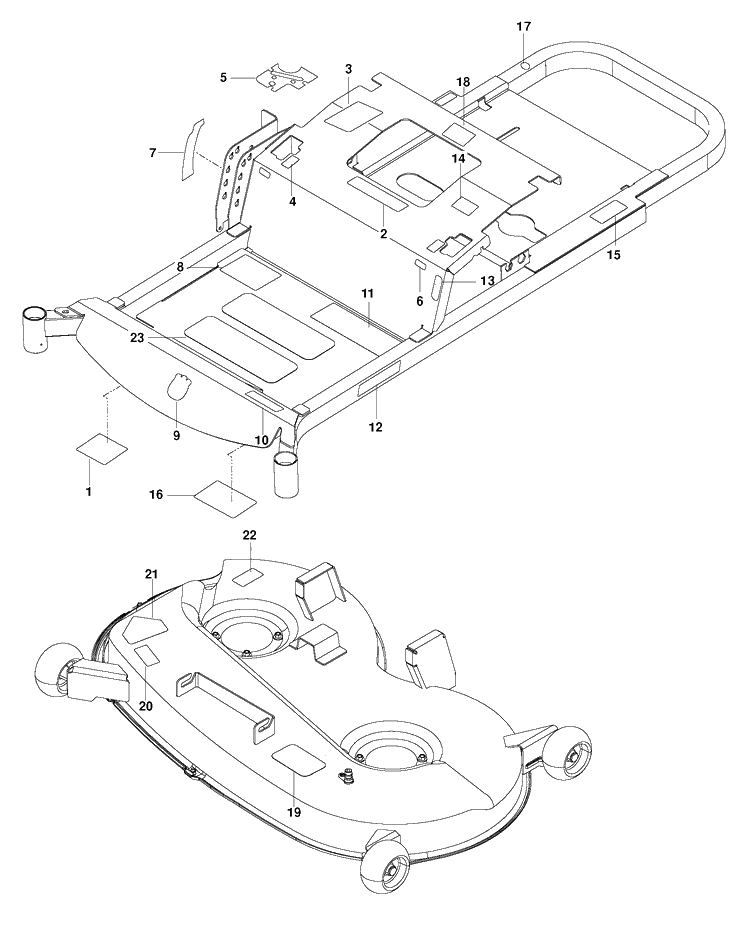 Decals Diagram and Parts List for RZ4623 (967009804)(2013-12) Husqvarna Lawn Mower