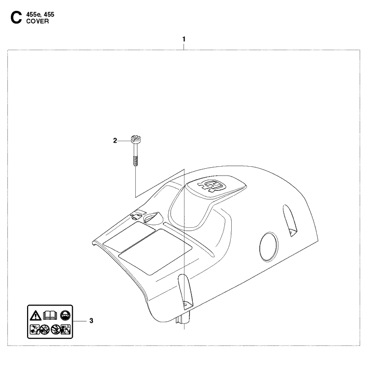 Cover Diagram and Parts List for 455 RANCHER Husqvarna Chainsaw