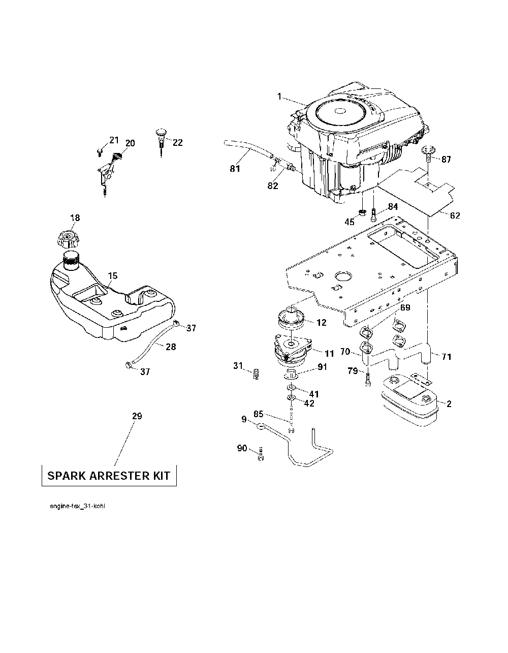 Engine Diagram and Parts List for GTH260TWIN (96041004501)(2007-10) Husqvarna Lawn Tractor