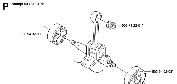 Crankshaft Diagram and Parts List for 323HE3 20053600001-20054000000 Husqvarna Hedge Trimmer