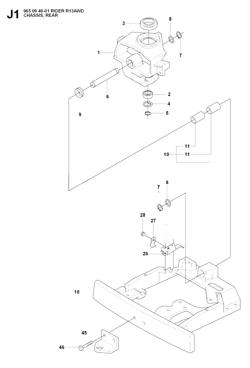 Transmission 3 Diagram and Parts List for R13AWD (965094601)(2007-01) Husqvarna Lawn Tractor