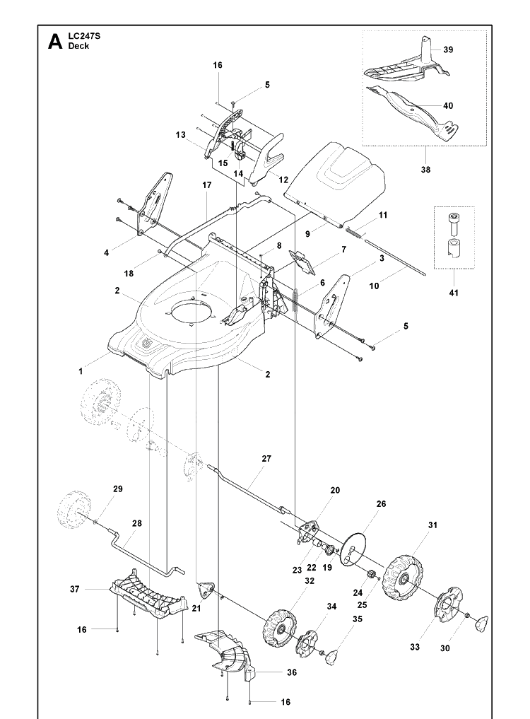 Mower Deck / Cutting Deck 2 Diagram and Parts List for LC247S  Husqvarna Lawn Mower