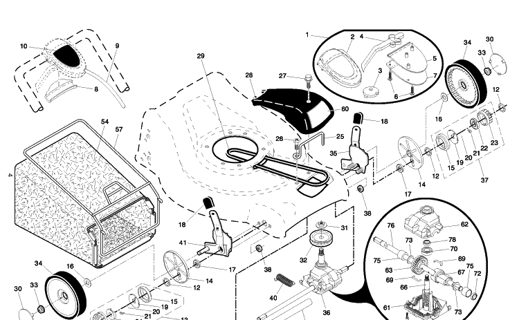 Drive Diagram and Parts List for R53SVW (95417024301)(2005-02) Husqvarna Lawn Mower