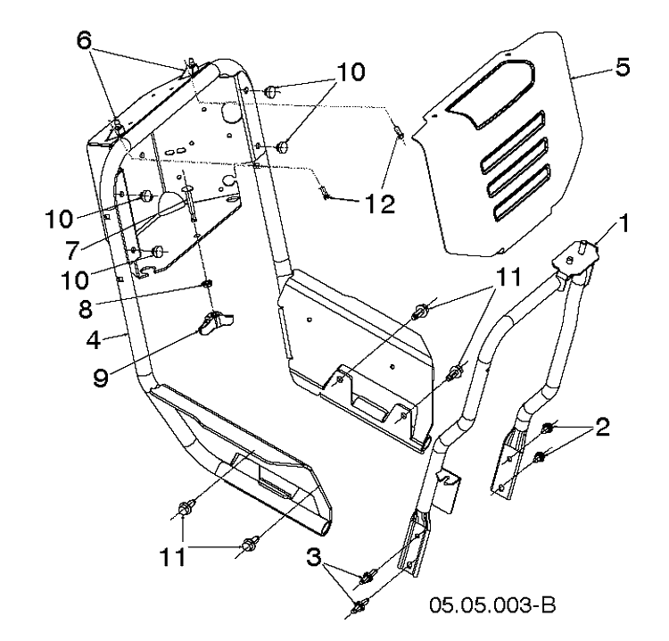 Handle 4 Diagram and Parts List for ST424  Husqvarna Snow Blower