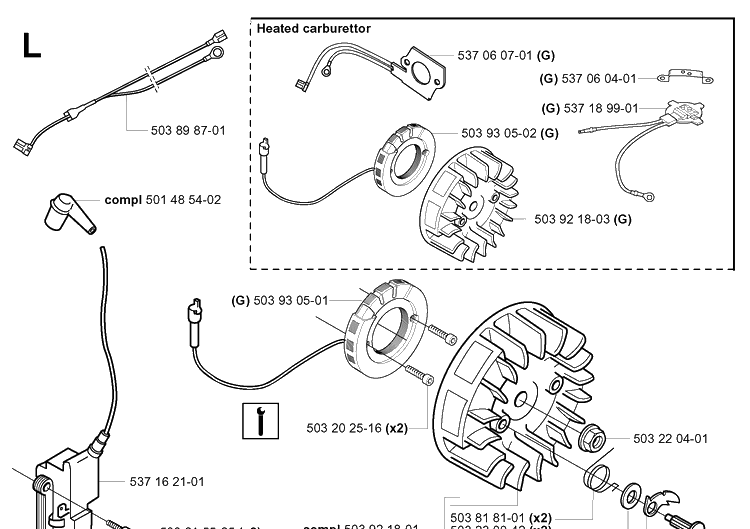 Ignition System 2 Diagram and Parts List for 357XP 20041800001-20050600000 Husqvarna Chainsaw