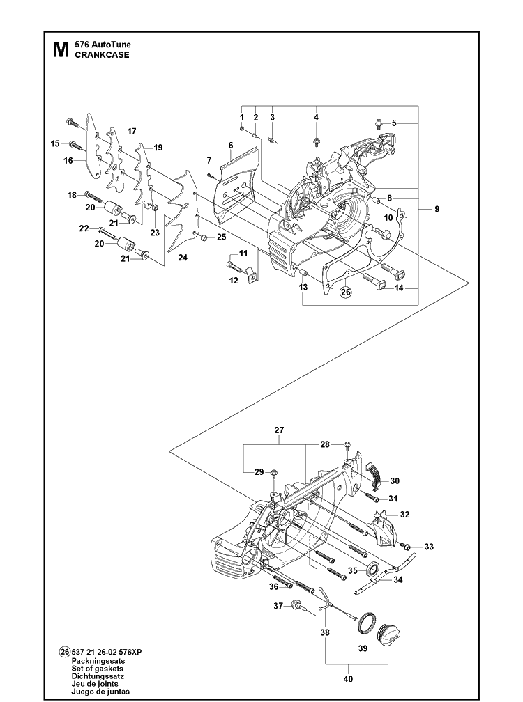 Crankcase Diagram and Parts List for 576XP 20130900001-Current Husqvarna Chainsaw