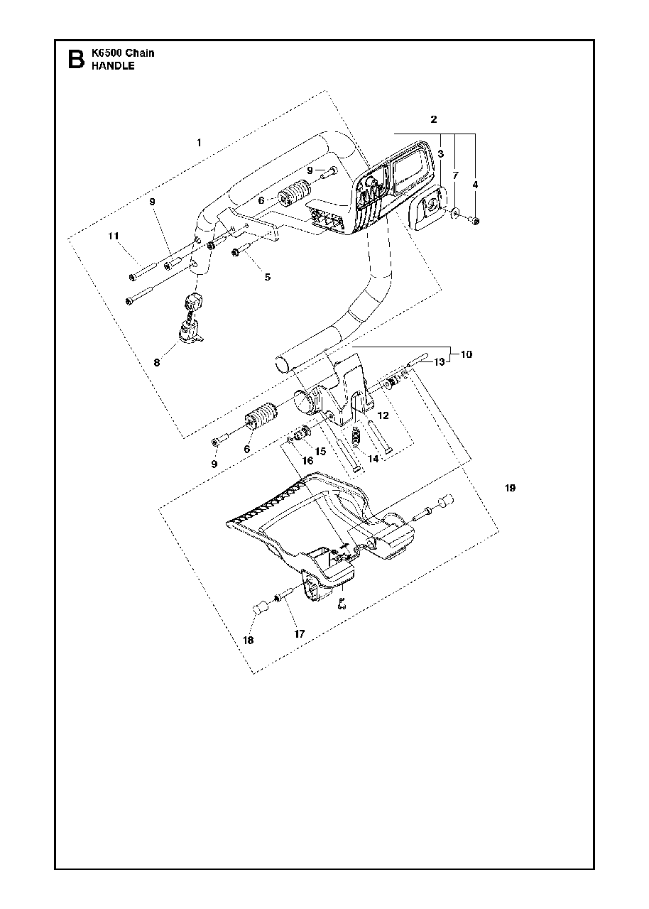 Handle Diagram and Parts List for K6500CHAIN 2015-03 Husqvarna Circular Saw