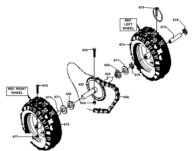 Wheels Assembly Diagram and Parts List for ST624 1998-01 Husqvarna Snow Blower