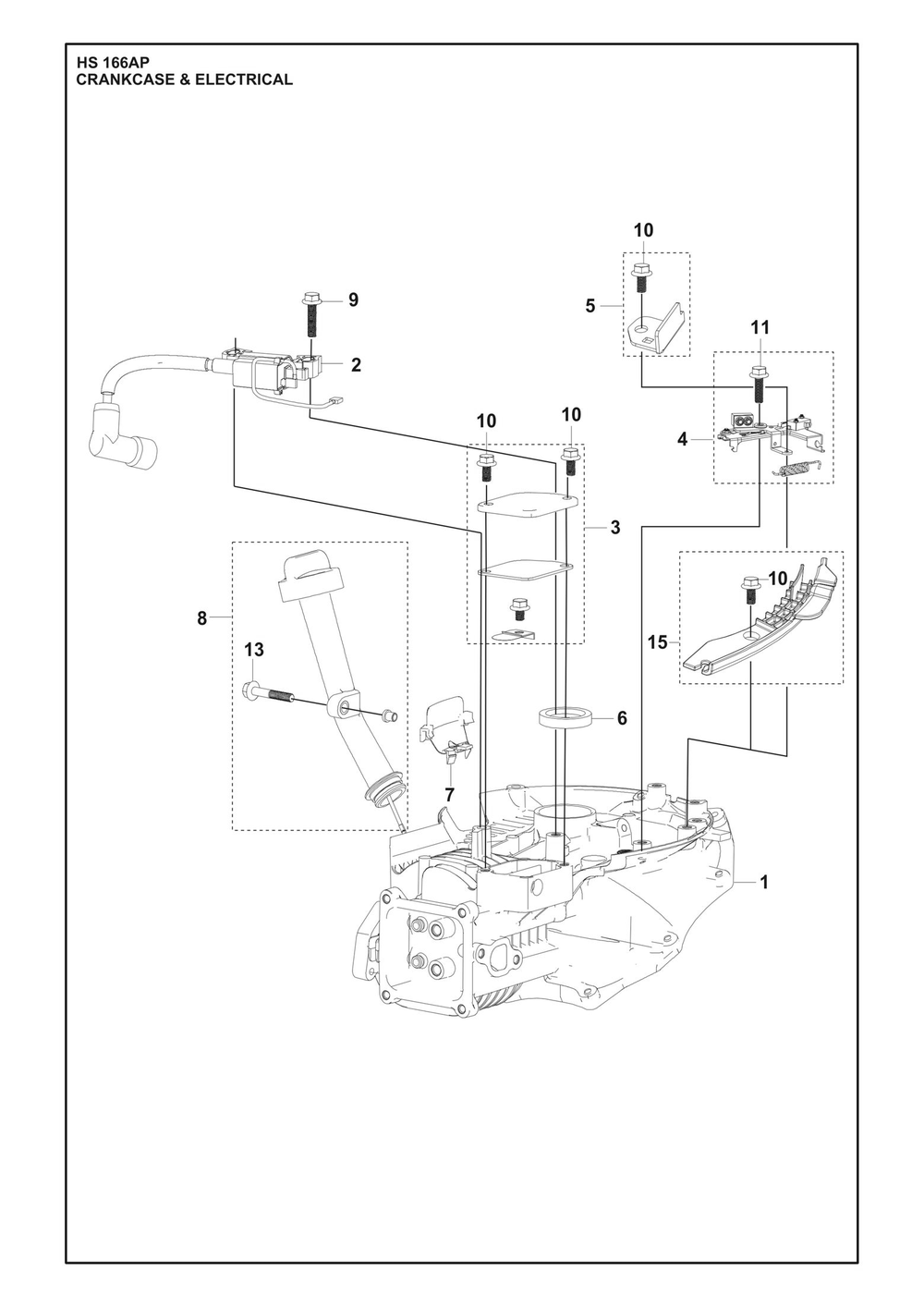 Crankcase And Electrical Diagram and Parts List for HS166AP  Husqvarna Engine