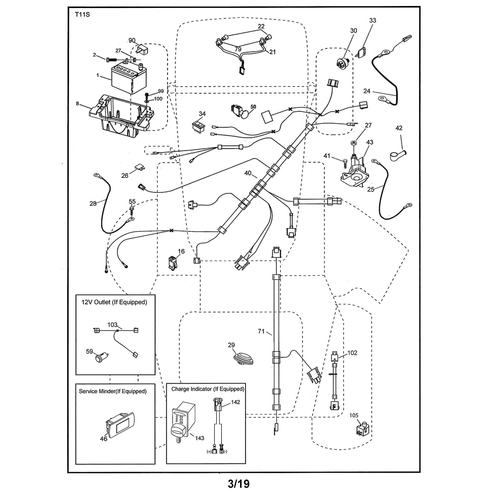 Electrical Diagram and Parts List for 96043027300  Husqvarna Lawn Tractor