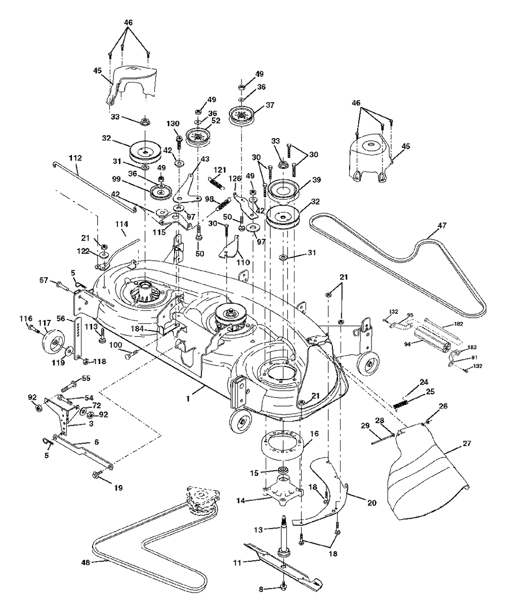 Mower Deck Diagram and Parts List for YTH1848XP (954567260-F)(2002-11) Husqvarna Lawn Tractor