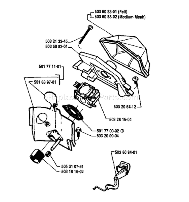 Page A Diagram and Parts List for 51 1990-01 Husqvarna Chainsaw