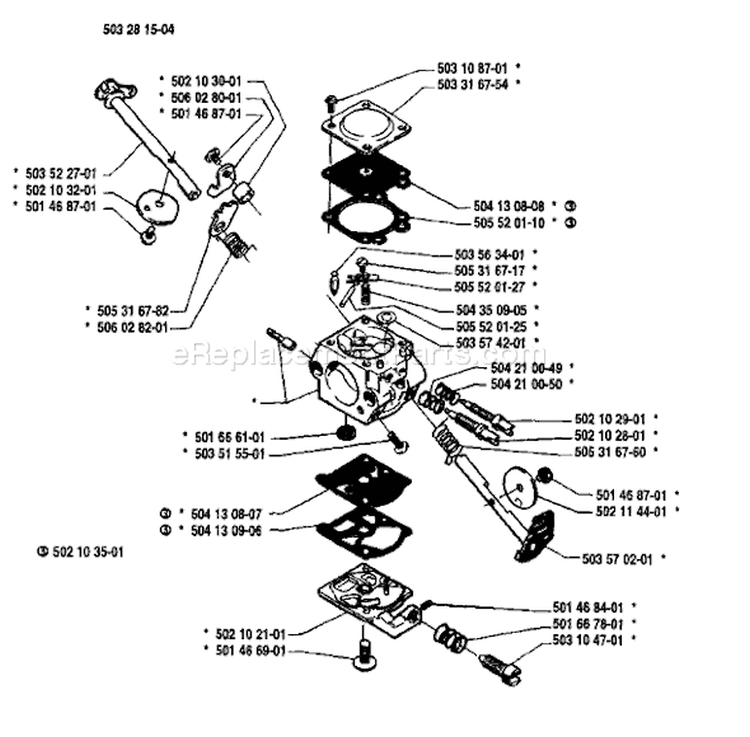 Page B Diagram and Parts List for 51 1990-01 Husqvarna Chainsaw